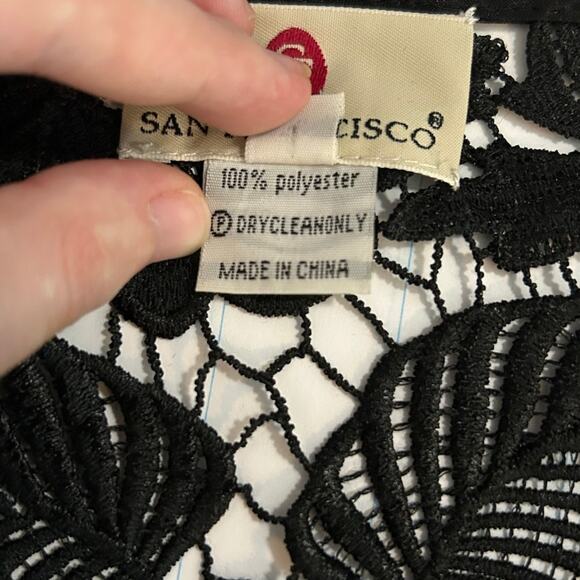 SAN FRANCISCO Black Lace Cover Jacket Well Made Vintage? Polyester Size XS - Picture 4 of 5